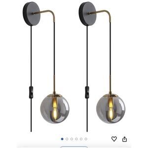 Kuzzlull lighting two Wall Sconces, Black Gold